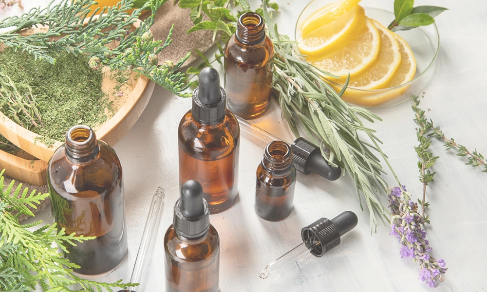 Essential oils with natural ingredients like lemon and lavender