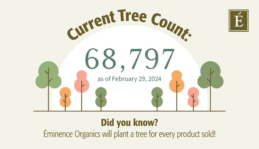 Eminence Organic Skincare, who through their Forests for the Future program plant a tree for every Eminence product sold. As of 2024, Natural Body Spa clients help plant over 68,000 trees across the globe!