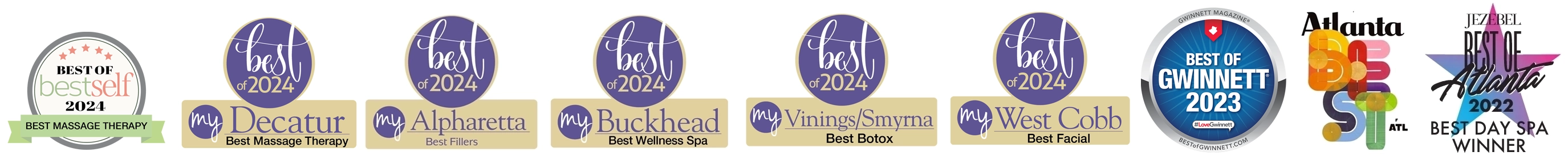 Best Self Best Massage Therapy 2024, Best of 2024 My Decatur Best Massage Therapy,  Best of Gwinnett, Atlanta Best - Jezebel Best of Atlanta, Best of BestSelf 2022 Best Day Spa