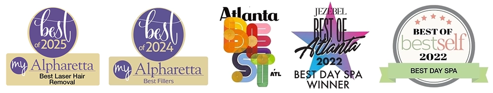 Voted "BEST FILLERS” 2024 & "Best Laser Hair removal" 2025 by My Alpharetta, Atlanta Best - Jezebel Best of Atlanta, Best of BestSelf 2022 Best Day Spa